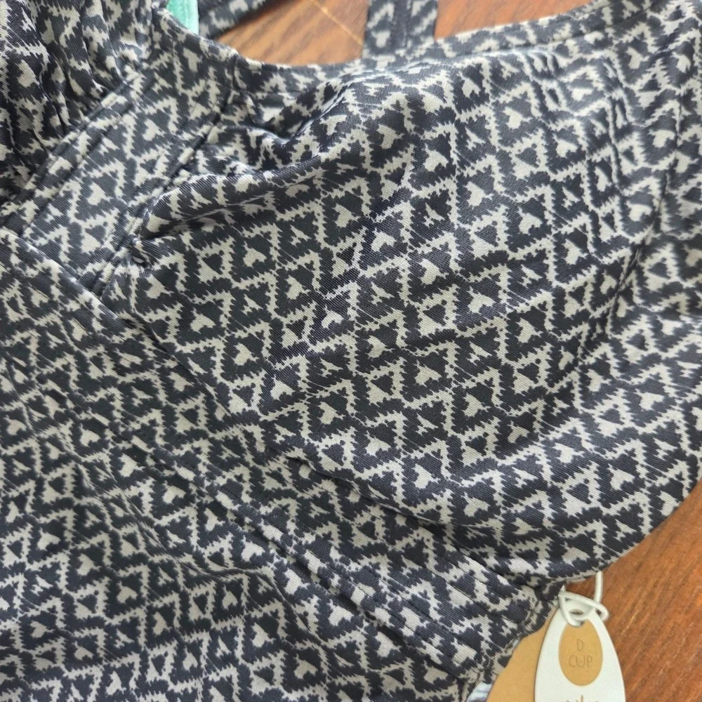 NWT Prana Strappy Back One Piece Swimsuit Geometric Gray Adjustable XS UPF 50